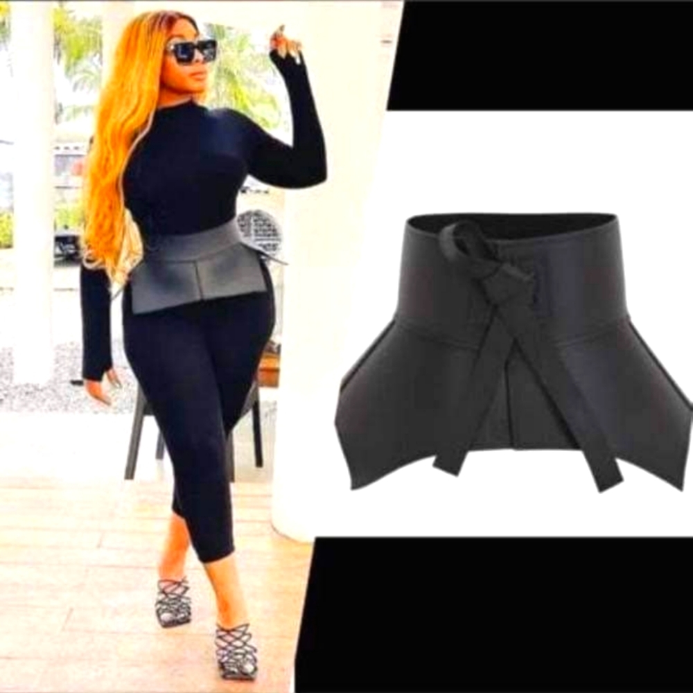 Leather Corset peplum Waist belt black fashion trending